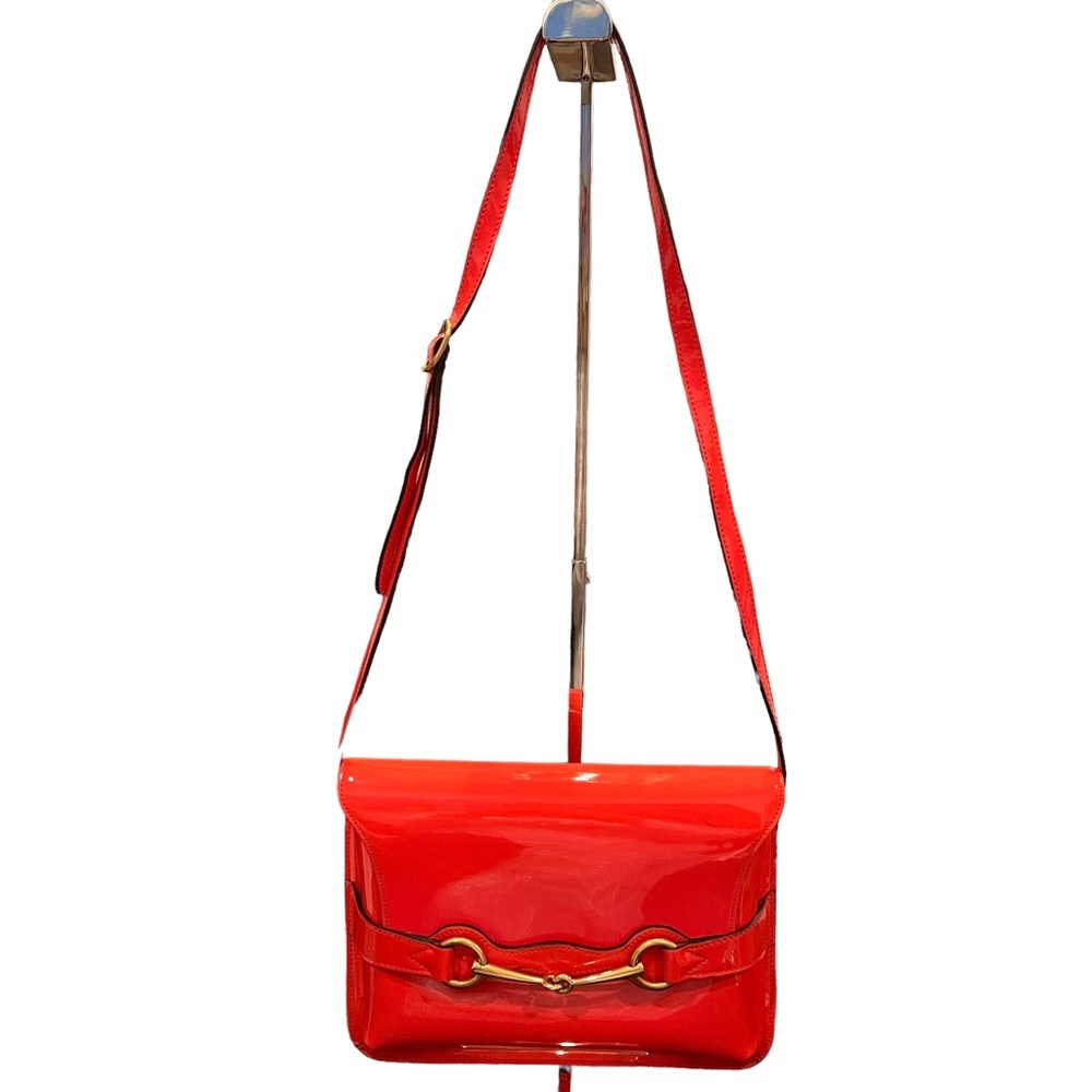 Gucci Patent Leather Salmon Horse Bit Crossbody
